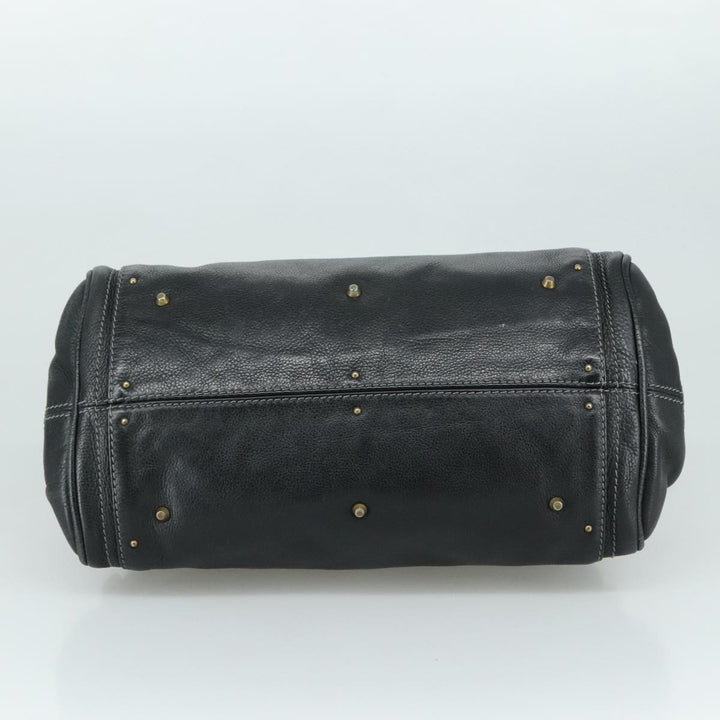 Chloe Paddington Hand Bag Leather Black Gold Silver am7481