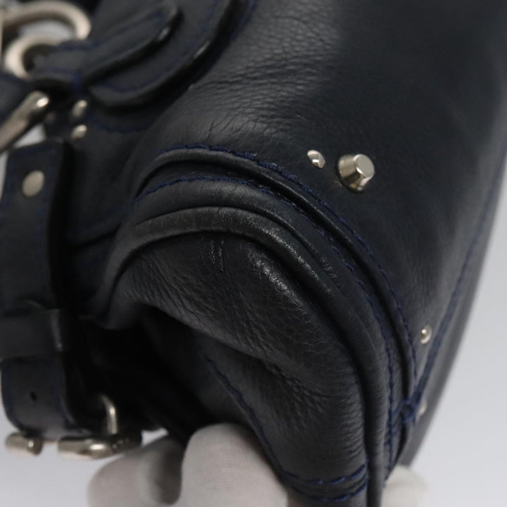 Chloe Paddington Mini Hand Bag Leather Navy Silver am7485