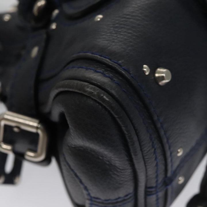 Chloe Paddington Mini Hand Bag Leather Navy Silver am7485