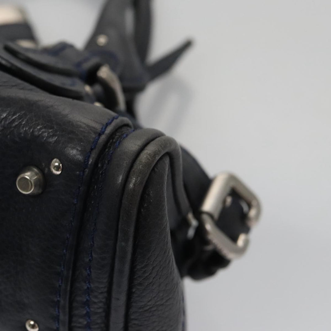 Chloe Paddington Mini Hand Bag Leather Navy Silver am7485
