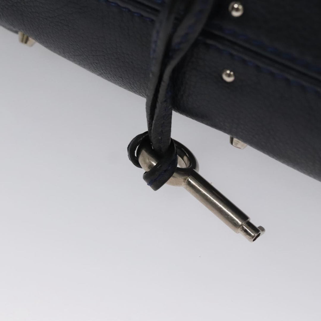 Chloe Paddington Mini Hand Bag Leather Navy Silver am7485
