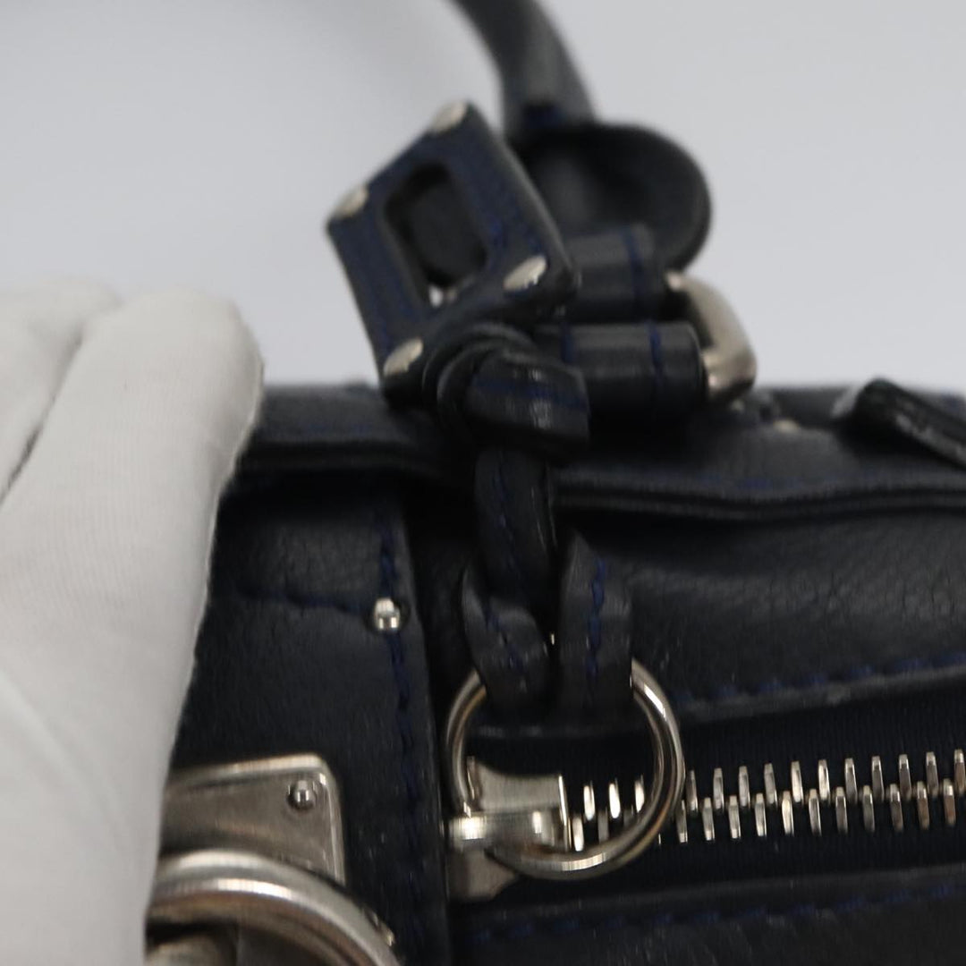 Chloe Paddington Mini Hand Bag Leather Navy Silver am7485