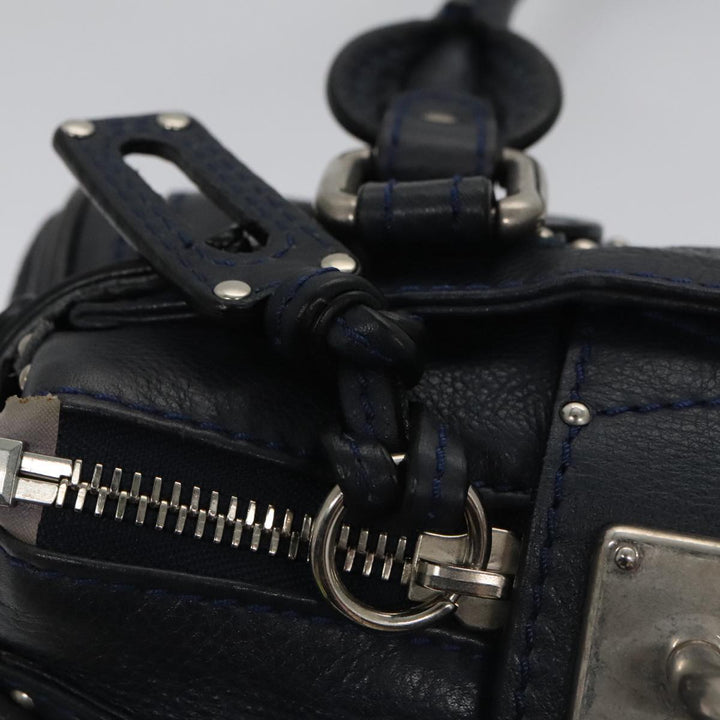 Chloe Paddington Mini Hand Bag Leather Navy Silver am7485
