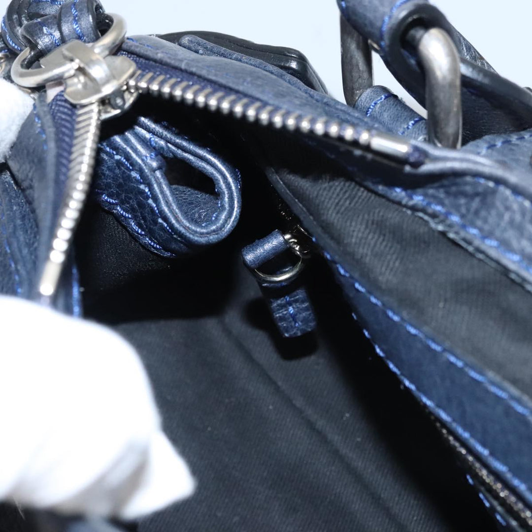 Chloe Paddington Mini Hand Bag Leather Navy Silver am7485