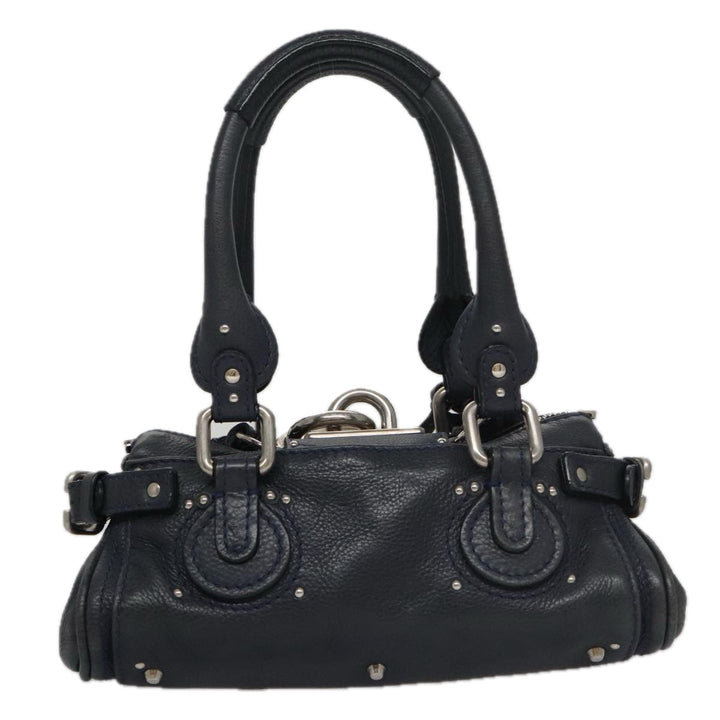 Chloe Paddington Mini Hand Bag Leather Navy Silver am7485