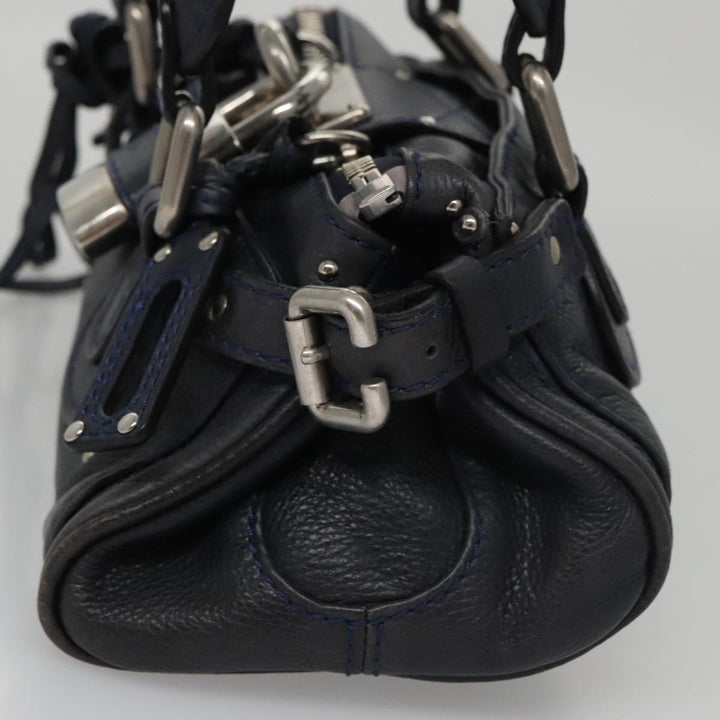Chloe Paddington Mini Hand Bag Leather Navy Silver am7485