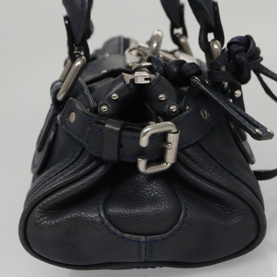 Chloe Paddington Mini Hand Bag Leather Navy Silver am7485