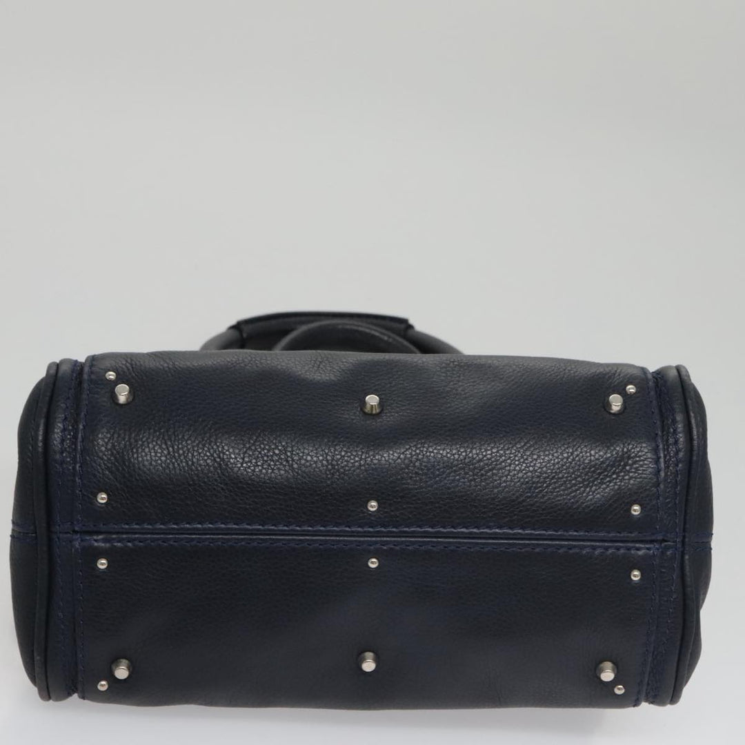 Chloe Paddington Mini Hand Bag Leather Navy Silver am7485