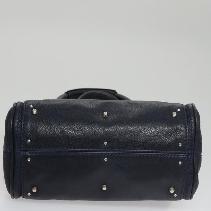 Chloe Paddington Mini Hand Bag Leather Navy Silver am7485