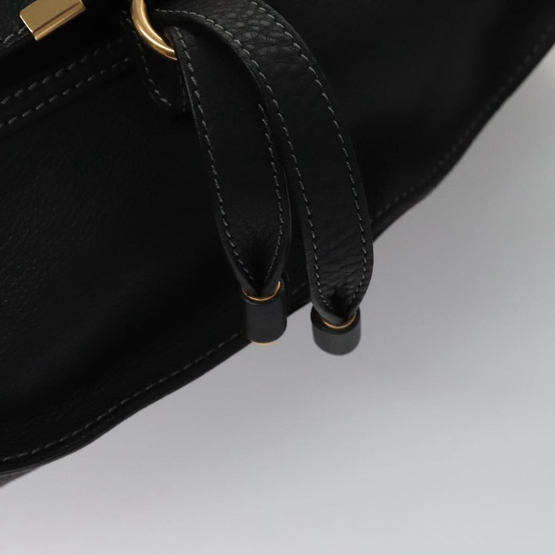 Chloe Mercy Hand Bag Leather Black Gold am7486