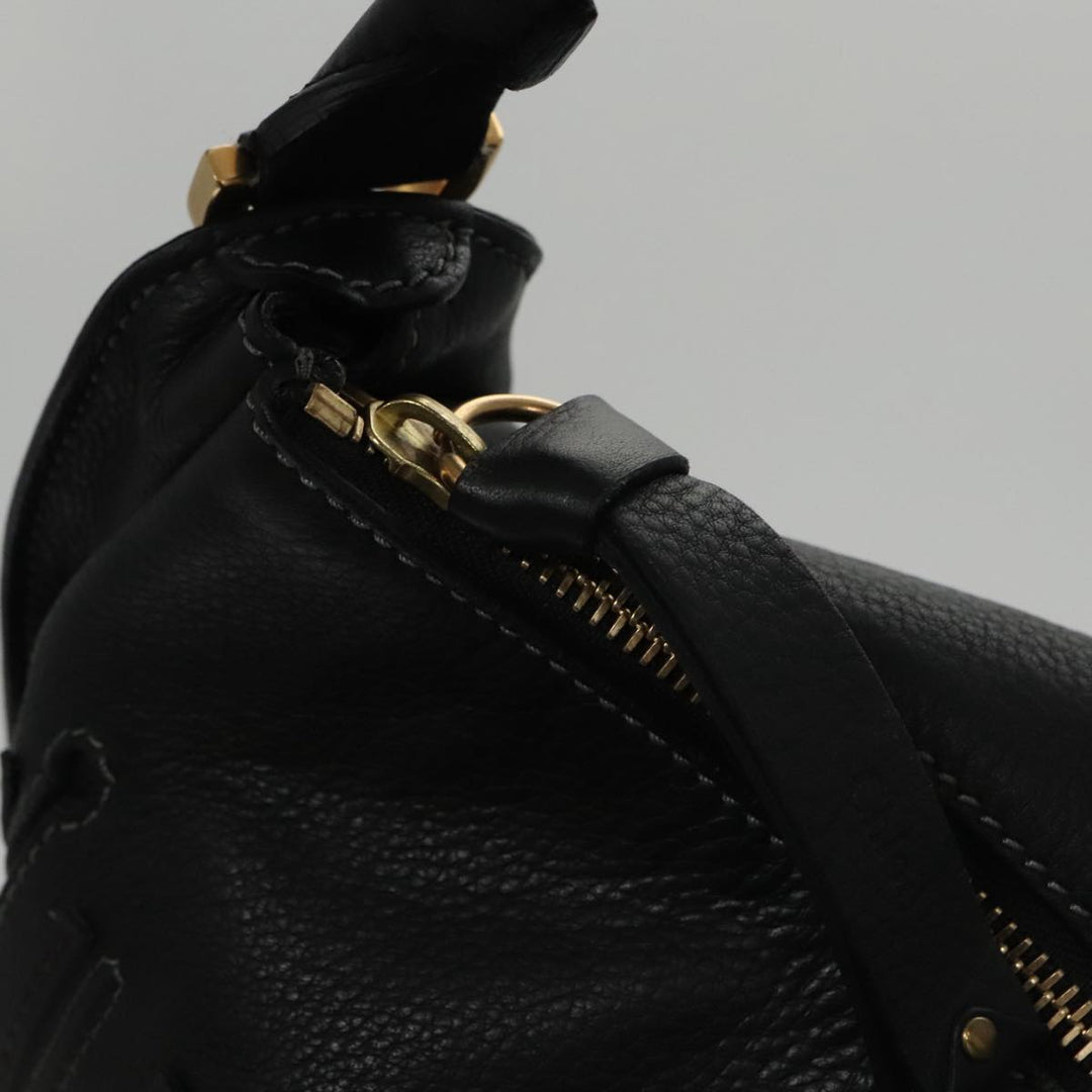 Chloe Mercy Hand Bag Leather Black Gold am7486
