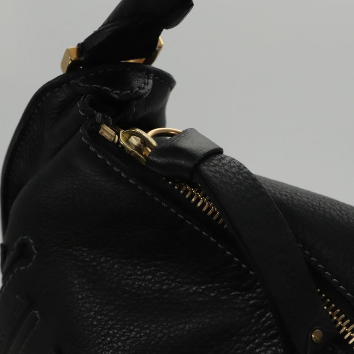 Chloe Mercy Hand Bag Leather Black Gold am7486