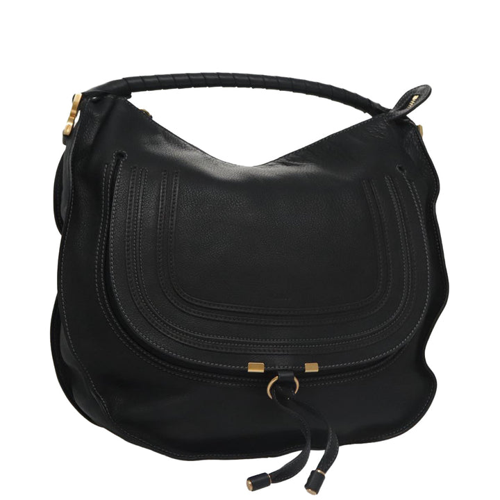 Chloe Mercy Hand Bag Leather Black Gold am7486