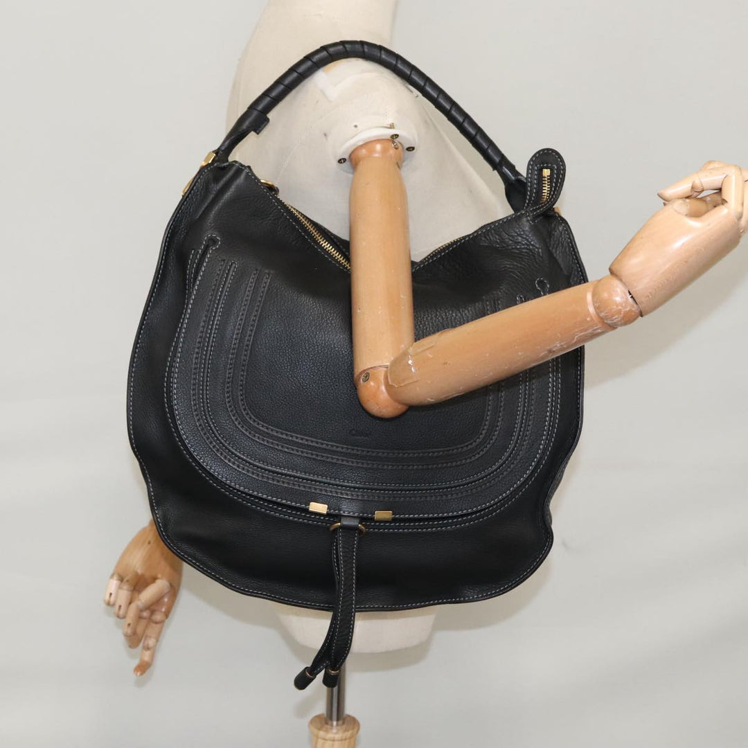 Chloe Mercy Hand Bag Leather Black Gold am7486