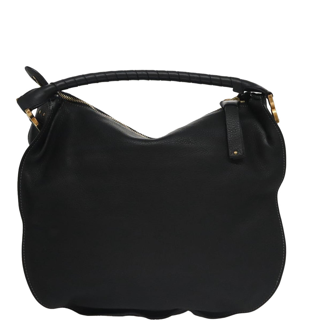 Chloe Mercy Hand Bag Leather Black Gold am7486