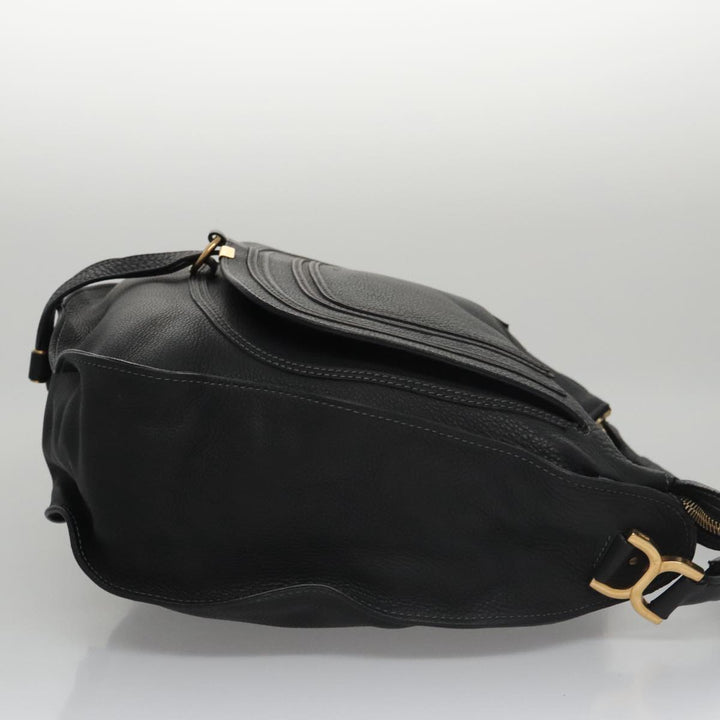 Chloe Mercy Hand Bag Leather Black Gold am7486