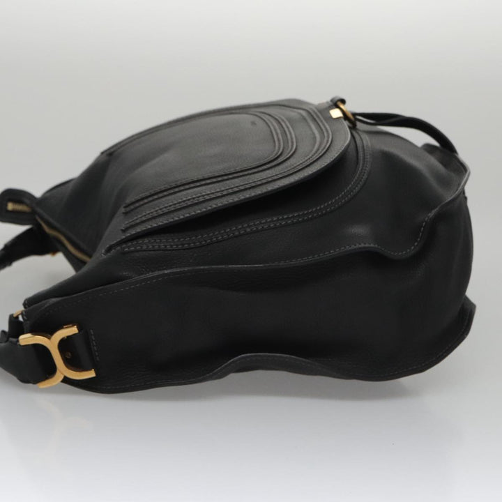 Chloe Mercy Hand Bag Leather Black Gold am7486