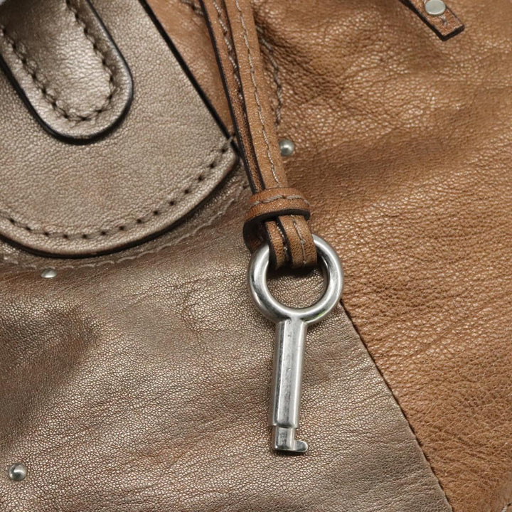 Chloe Paddington Tote Bag Leather Gold Tone am7570