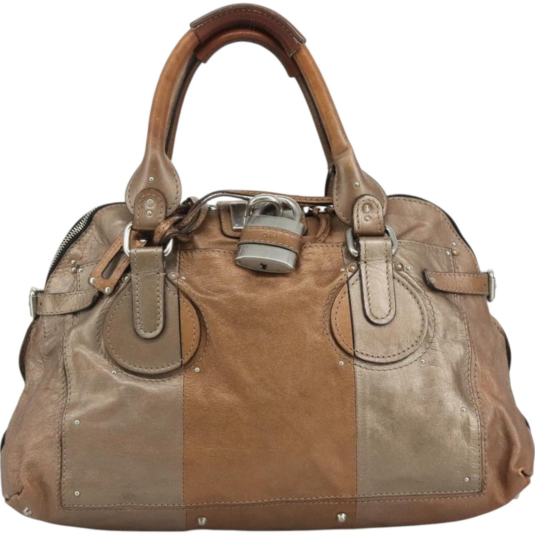 Chloe Paddington Tote Bag Leather Gold Tone am7570