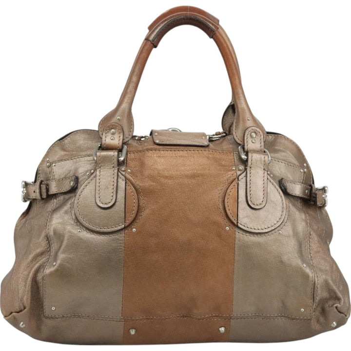 Chloe Paddington Tote Bag Leather Gold Tone am7570