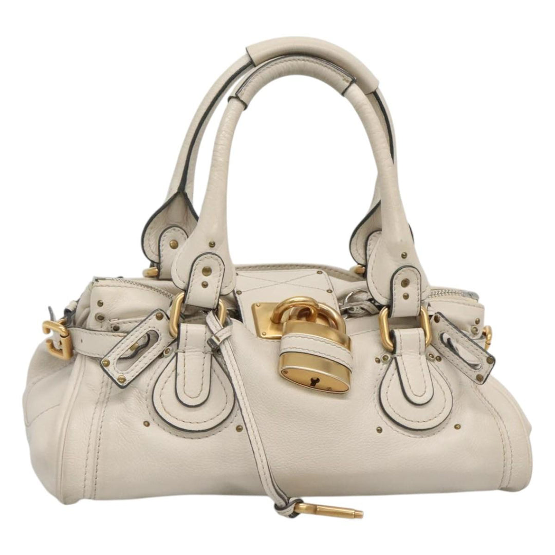 Chloe Paddington Hand Bag Leather White am7675