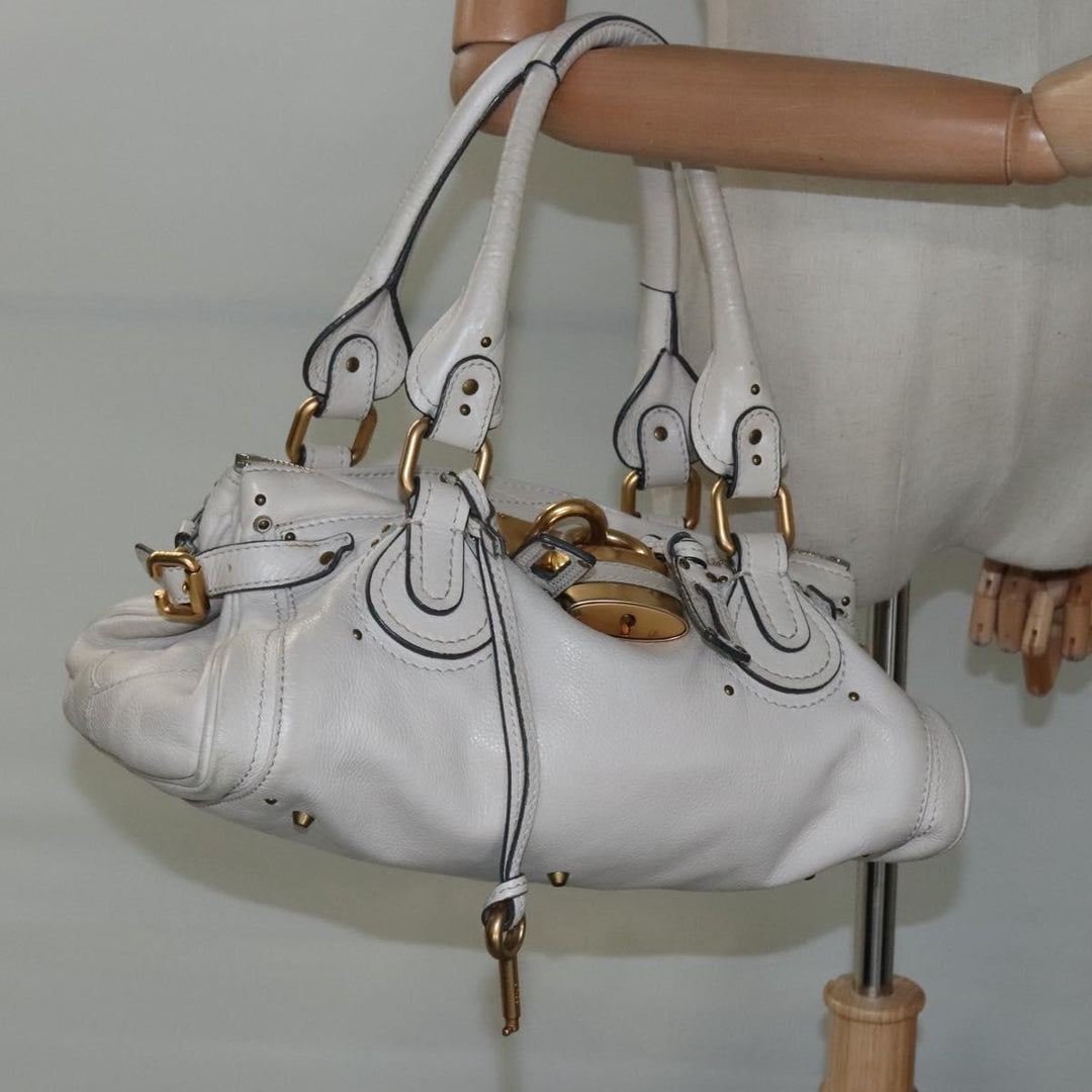 Chloe Paddington Hand Bag Leather White am7675