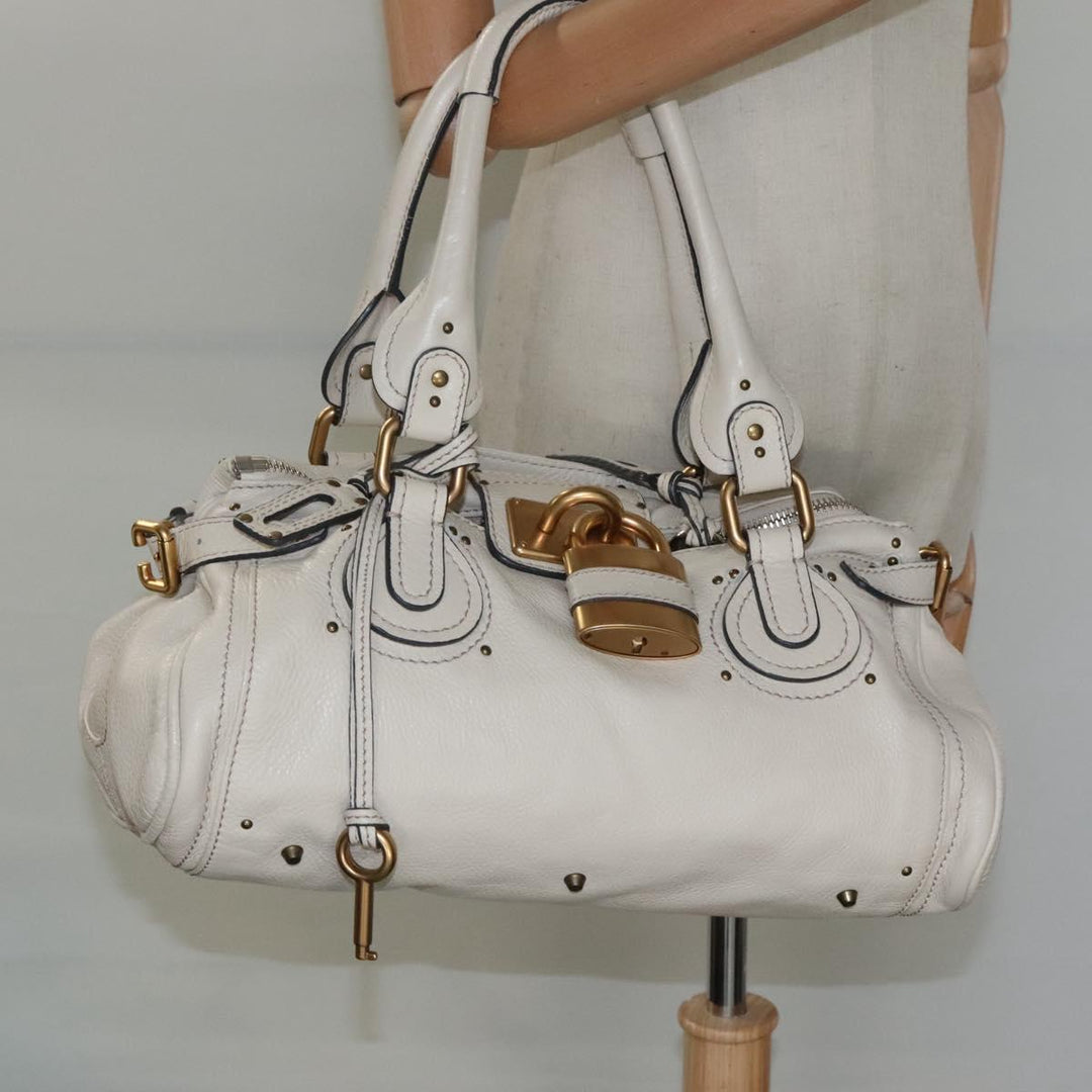 Chloe Paddington Hand Bag Leather White am7696