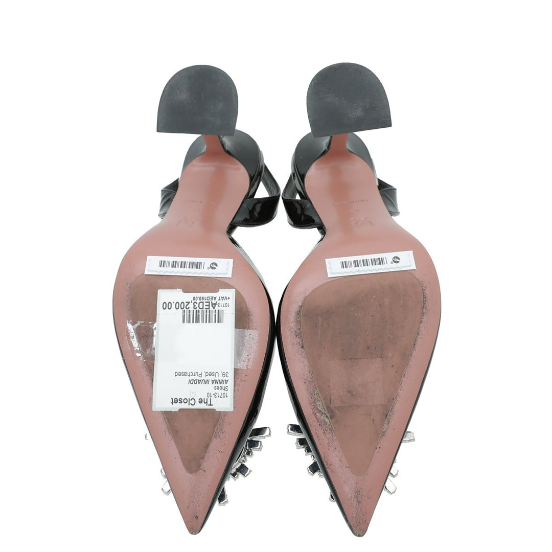Amina Muaddi Black Crystal Begum Slingback 39