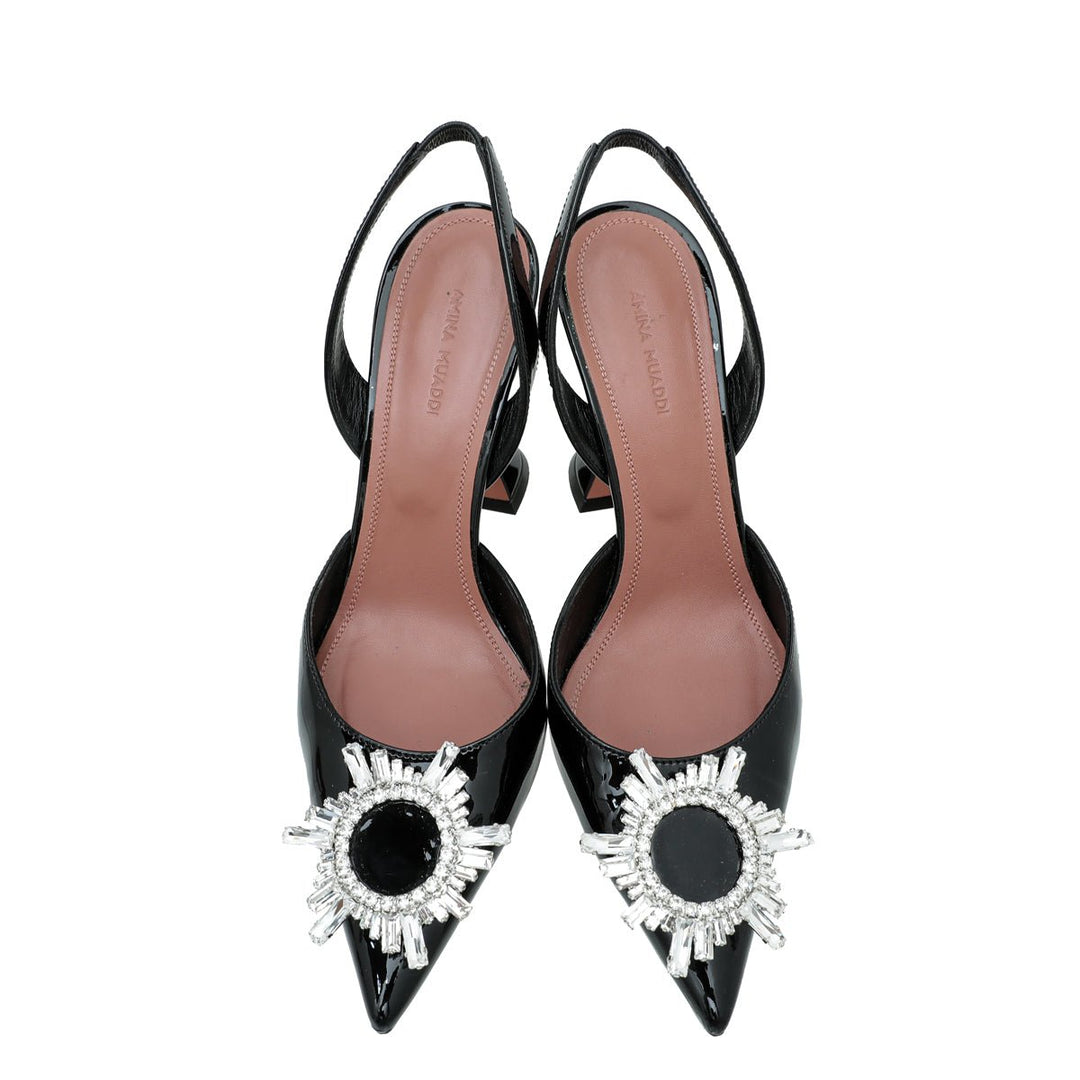 Amina Muaddi Black Crystal Begum Slingback 39