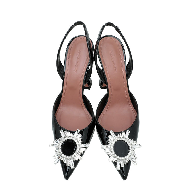 Amina Muaddi Black Crystal Begum Slingback 39