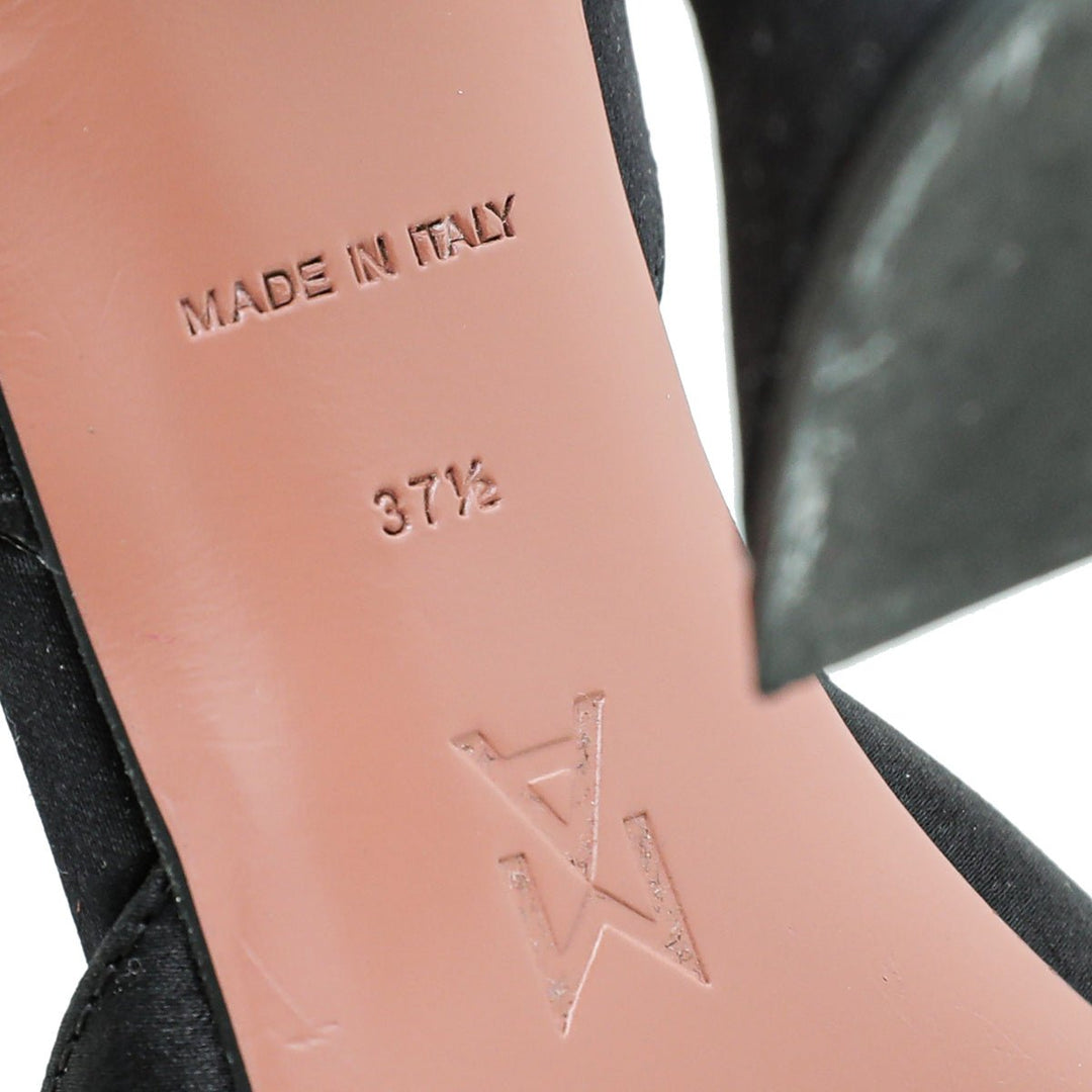 Amina Muaddi Black Satin Begum Slingback 37.5