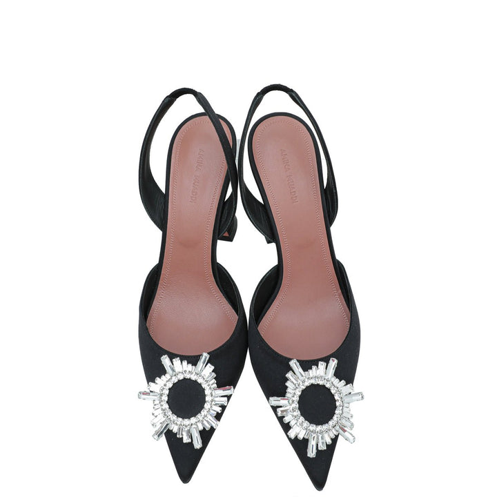 Amina Muaddi Black Satin Begum Slingback 41