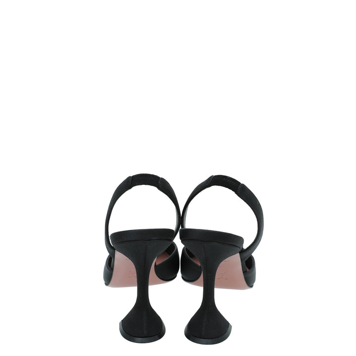 Amina Muaddi Black Satin Begum Slingback 41