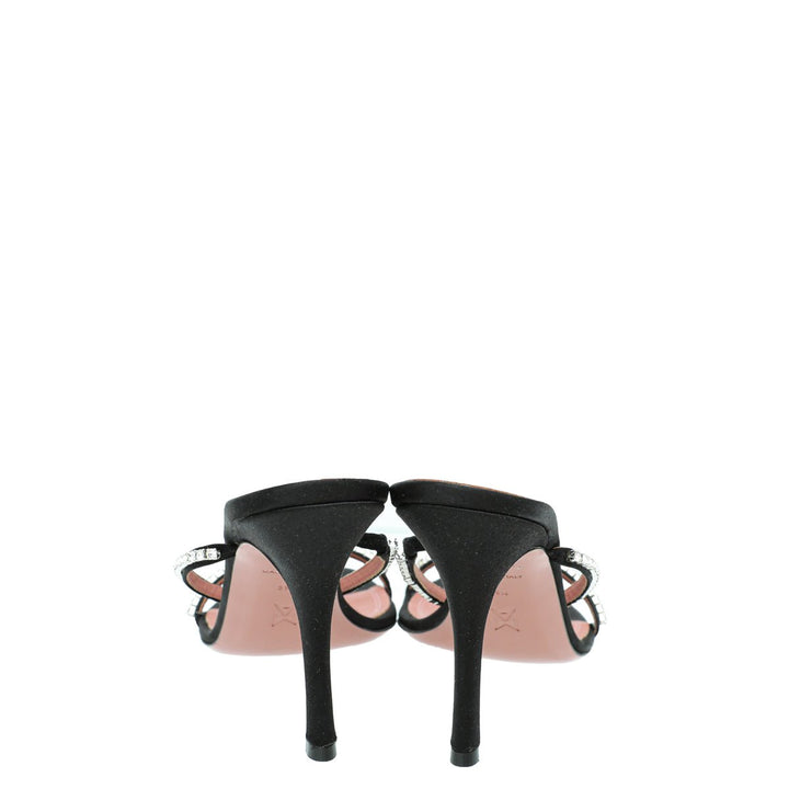 Amina Muaddi Black Satin Gilda Sandals 39.5