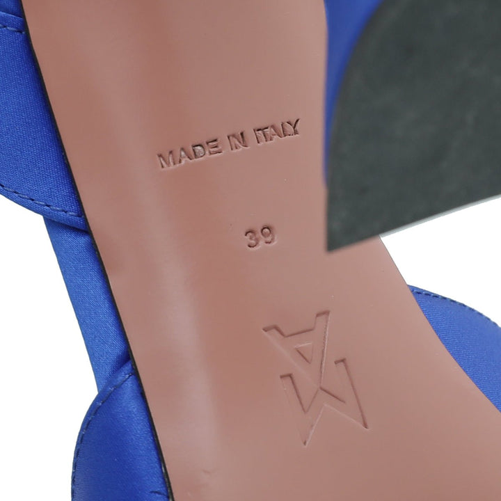 Amina Muaddi Blue Satin Begum Slingback 39