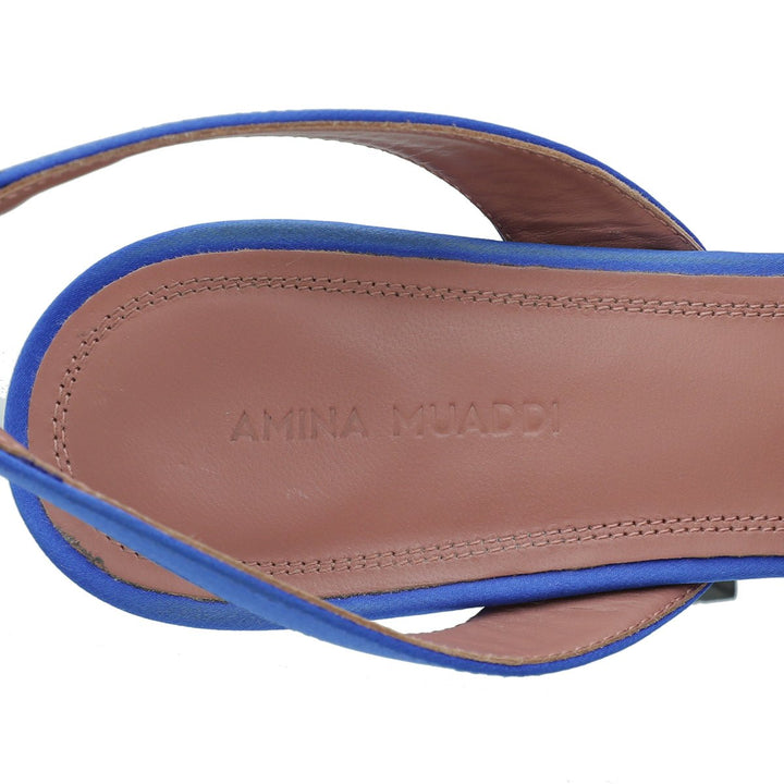 Amina Muaddi Blue Satin Begum Slingback 39
