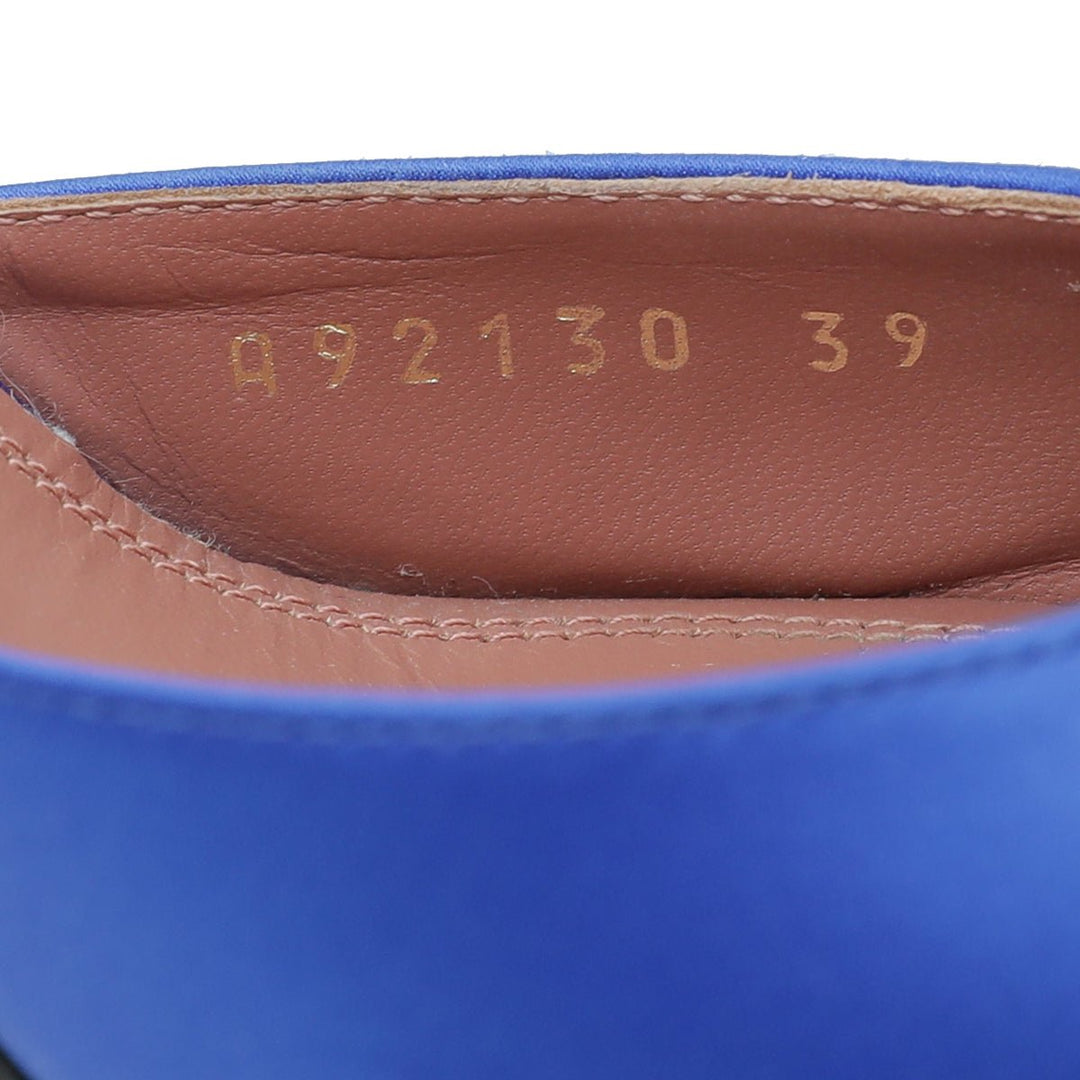 Amina Muaddi Blue Satin Begum Slingback 39