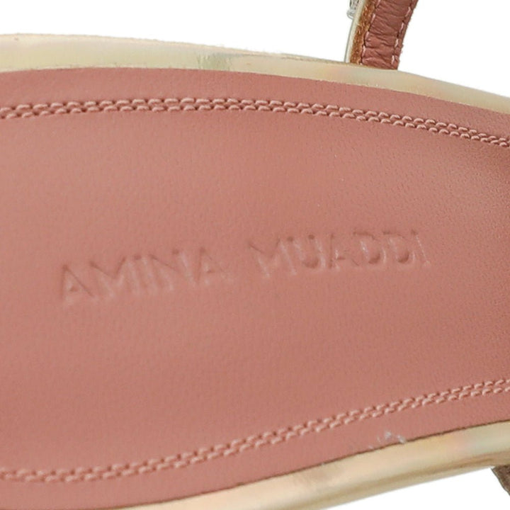 Amina Muaddi Laser Champagne Gilda Mules Hologram 40