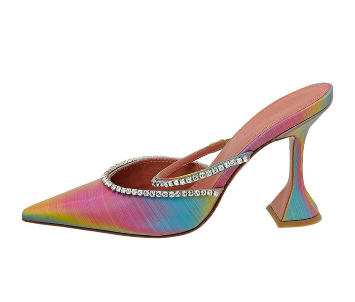 Amina Muaddi Multicolor Gilda Crystal Mules 38.5