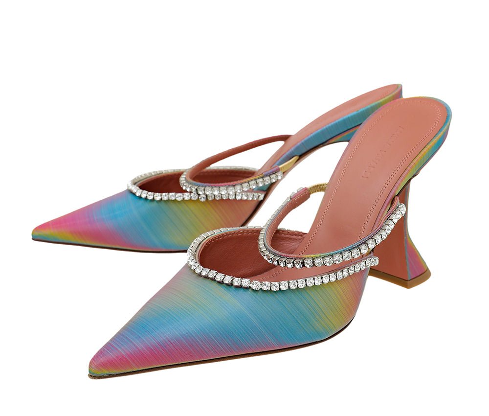 Amina Muaddi Multicolor Gilda Crystal Mules 38.5