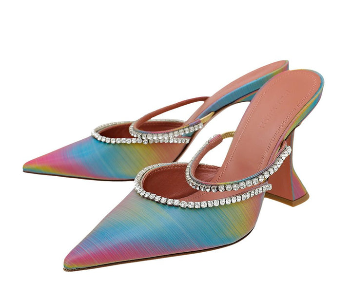 Amina Muaddi Multicolor Gilda Crystal Mules 38.5
