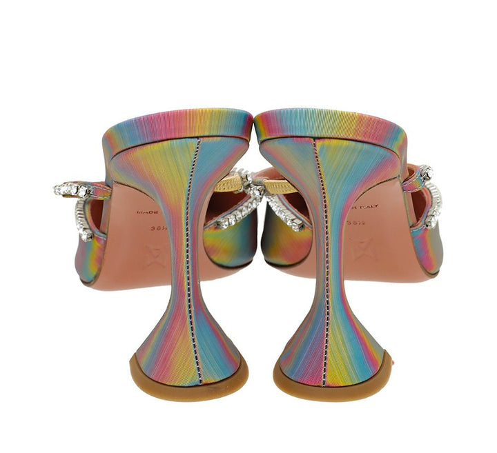 Amina Muaddi Multicolor Gilda Crystal Mules 38.5