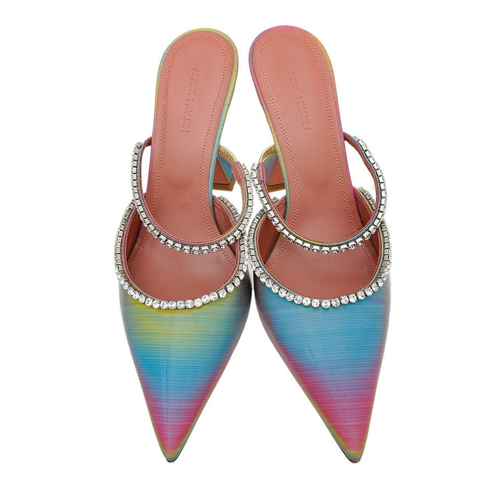 Amina Muaddi Multicolor Gilda Crystal Mules 38.5