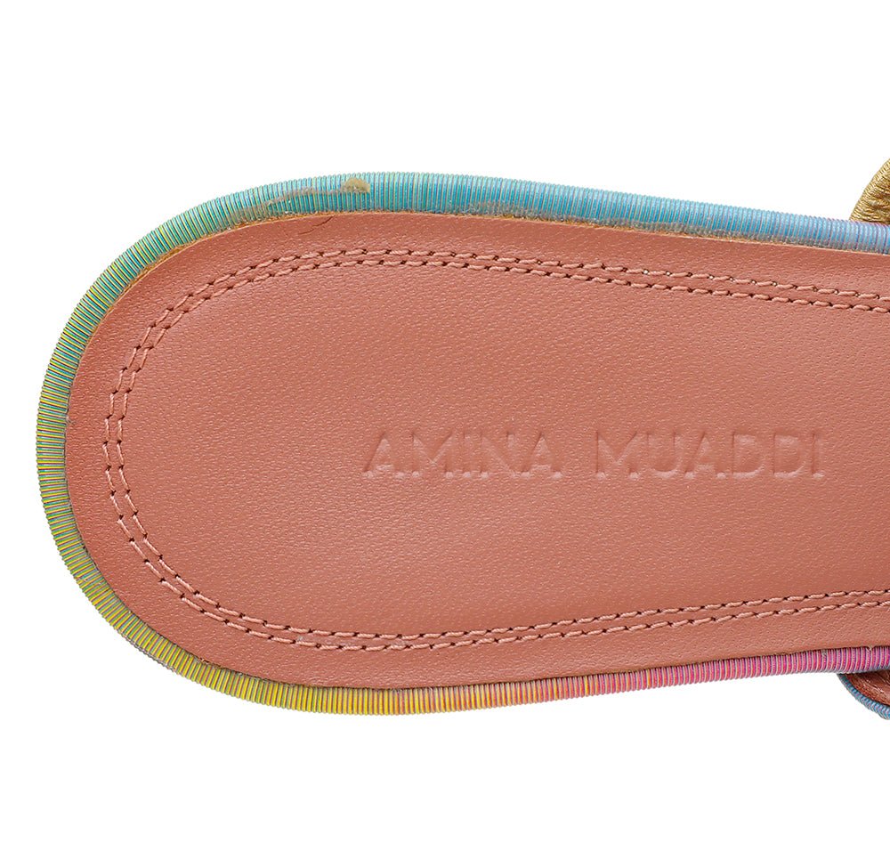 Amina Muaddi Multicolor Gilda Crystal Mules 38.5
