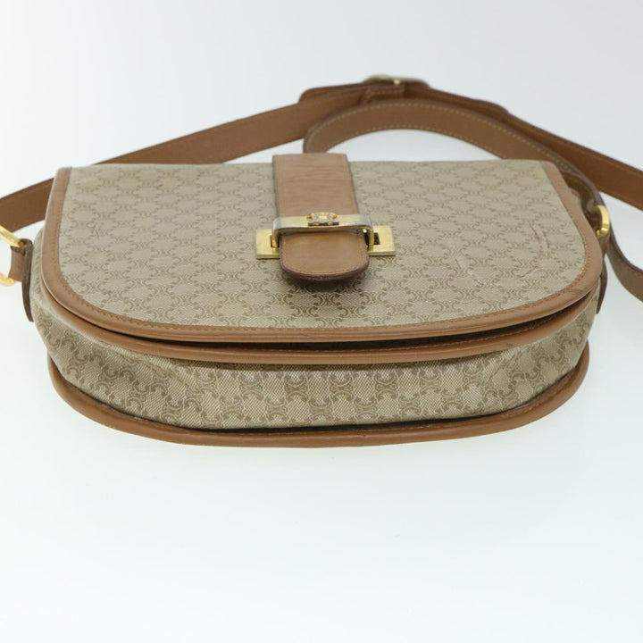 Celine Macadam Canvas Shoulder Bag Beige Auth ar10192