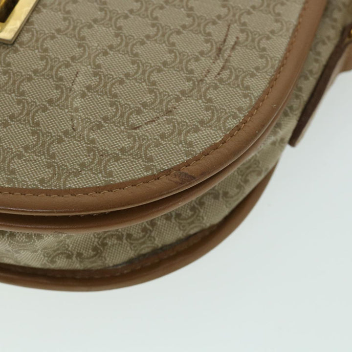 Celine Macadam Canvas Shoulder Bag Beige Auth ar10192