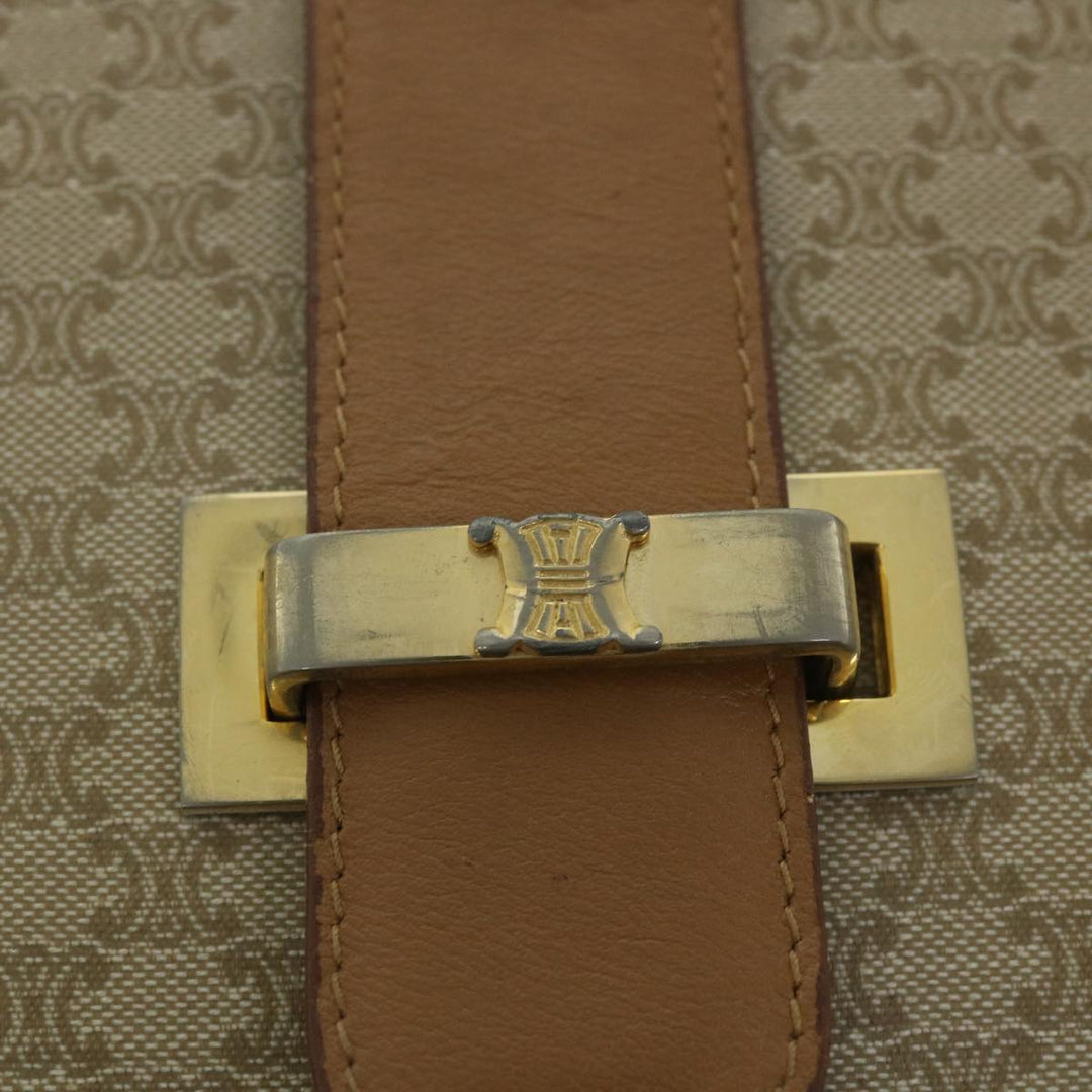 Celine Macadam Canvas Shoulder Bag Beige Auth ar10192