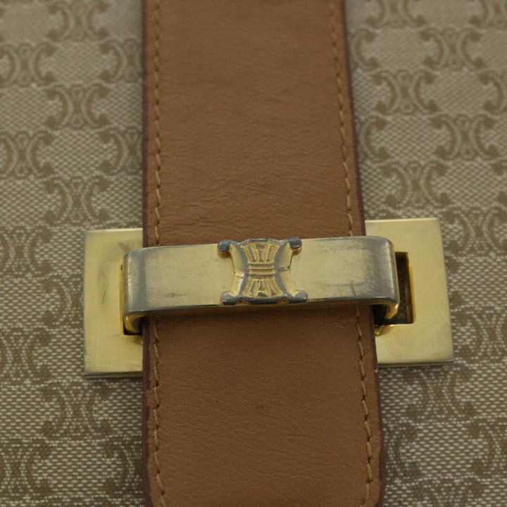 Celine Macadam Canvas Shoulder Bag Beige Auth ar10192