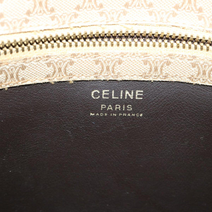 Celine Macadam Canvas Shoulder Bag Beige Auth ar10192