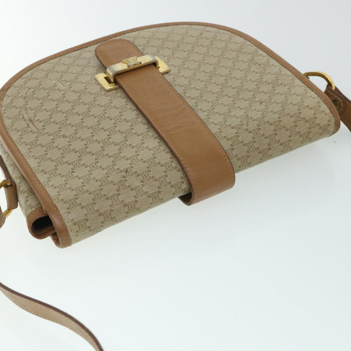 Celine Macadam Canvas Shoulder Bag Beige Auth ar10192